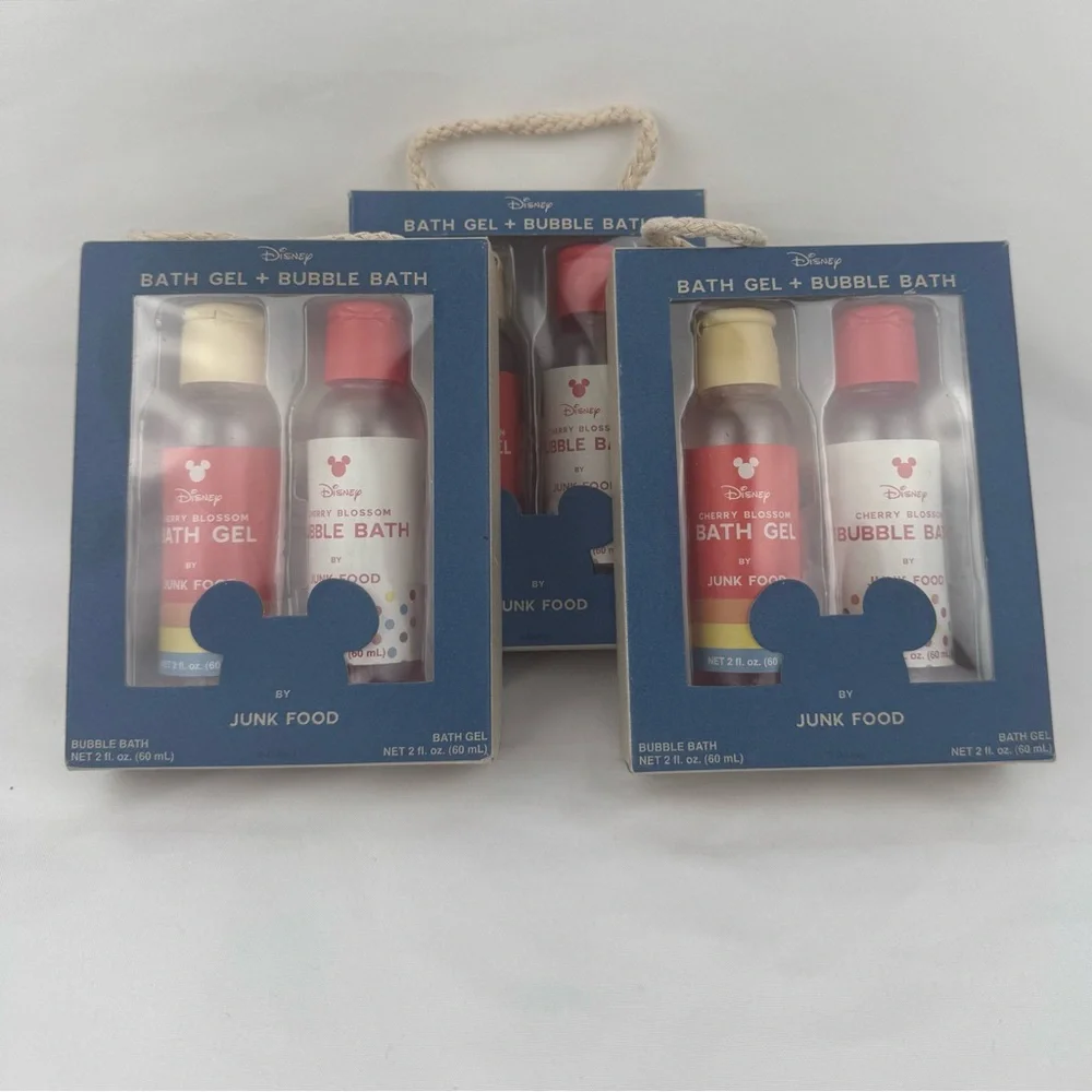 Disney Cherry Blossom Bath & Bubble Bath Gift Sets NEW Lot of 3 Junk Food